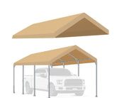 Generic rutile front view of 12'x20' beige canopy showing full coverage benefit