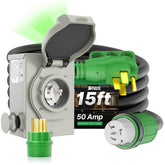RVINGPRO inlet box and 15ft cord displayed together showing kit completeness and quick setup