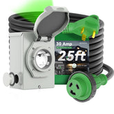 RVINGPRO inlet box front view showing weatherproof housing benefit