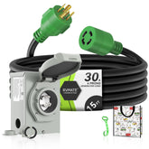 RVMATE front view of inlet box and cord showing ready-to-install kit benefits