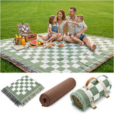 RYCHIC front view of extra large outdoor blanket showing pattern and size benefit