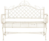 SAFAVIEH Abner front view showing full bench and antique white finish for elegant seating