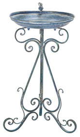 SAFAVIEH Ashlan front view showing antique blue finish and Victorian silhouette for garden charm