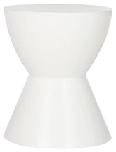 SAFAVIEH Athena stool front view showing sculptural drum form and sturdy presence