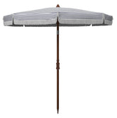 SAFAVIEH front view umbrella showing navy white stripes and shade benefit
