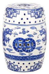 SAFAVIEH Dragon's Breath front view showing blue hand-painted glaze and decorative appeal