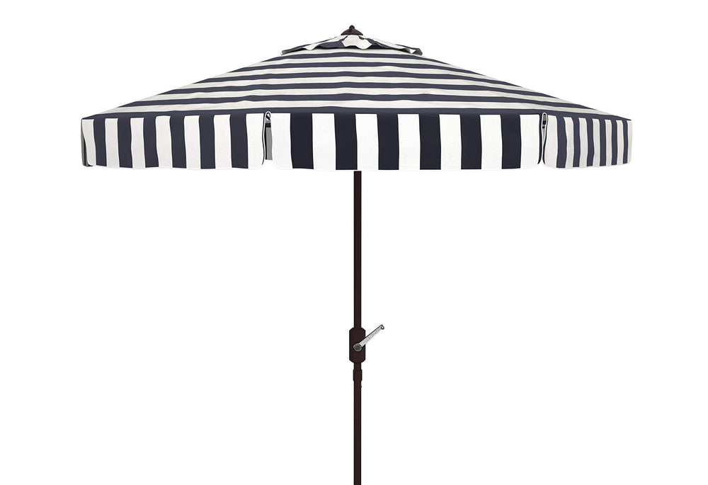 SAFAVIEH Elsa front view showing striped canopy and broad shade - elegant outdoor look