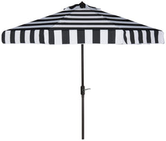 SAFAVIEH Elsa front view showing black-and-white striped canopy for elegant shade