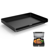SafBbcue front view of griddle plate showing full surface and fit benefits