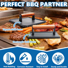 SafBbcue rectangular press front view designed for bacon and narrow cuts