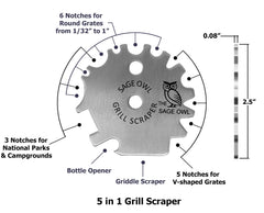 Sage Owl scraper cleaning grill grates to remove stuck-on food for faster maintenance