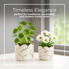 Sagebrook Home planter in use with leafy plant demonstrating stylish home display