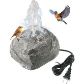 Saillong front view gray resin rock fountain showing natural look and bird attraction