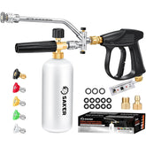 Saker front view of foam cannon showing compact design and easy grip