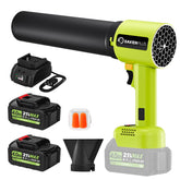 SakerPlus front view showing compact blower and included accessories, easy storage benefit
