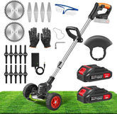 SakerPlus front view of cordless weed wacker showing compact design and portability