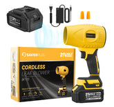 SakerPlus front view showing compact cordless blower ready to use