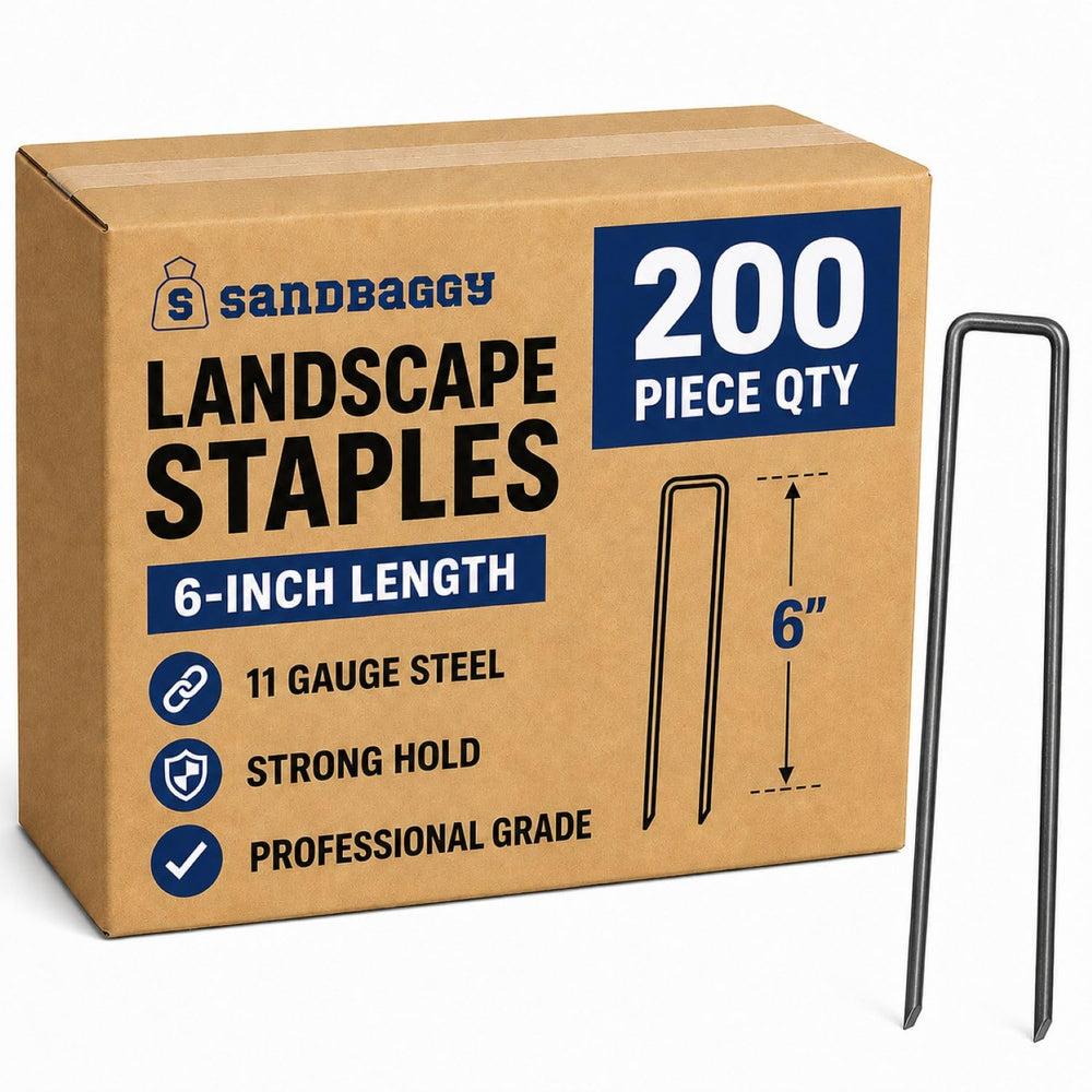 Sandbaggy front packaging showing 200 staples and easy storage benefit
