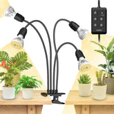 SANSI front view of fully assembled grow light showing multiple heads and benefits of broad coverage