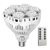 SANSI grow bulb front view showing bright LED array and energy-saving benefit