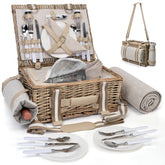 SatisInside wicker basket front view showing suitcase style and straps for elegant transport