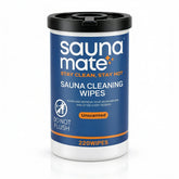 SaunaMate canister front view showing convenient dispenser and brand benefit