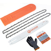 Savior 16" bar and chains front packaging showing included kit and benefits