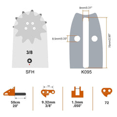 Savior chain close-up of full-chisel cutters for faster, efficient cutting