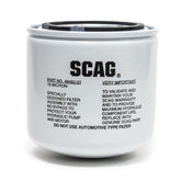 Scag front view of filter element showing fitment and OEM label for reliable replacement