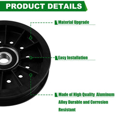 SCBHWJ pulley installed on mower deck showing correct belt routing benefit