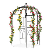 SCENDOR front view of assembled birdcage arbor showing garden focal point