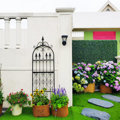 SCENDOR side profile comparing trellis height to person silhouette to show six-foot scale
