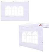 SCOCANOPY front view of two white sidewalls showing full coverage and weather protection