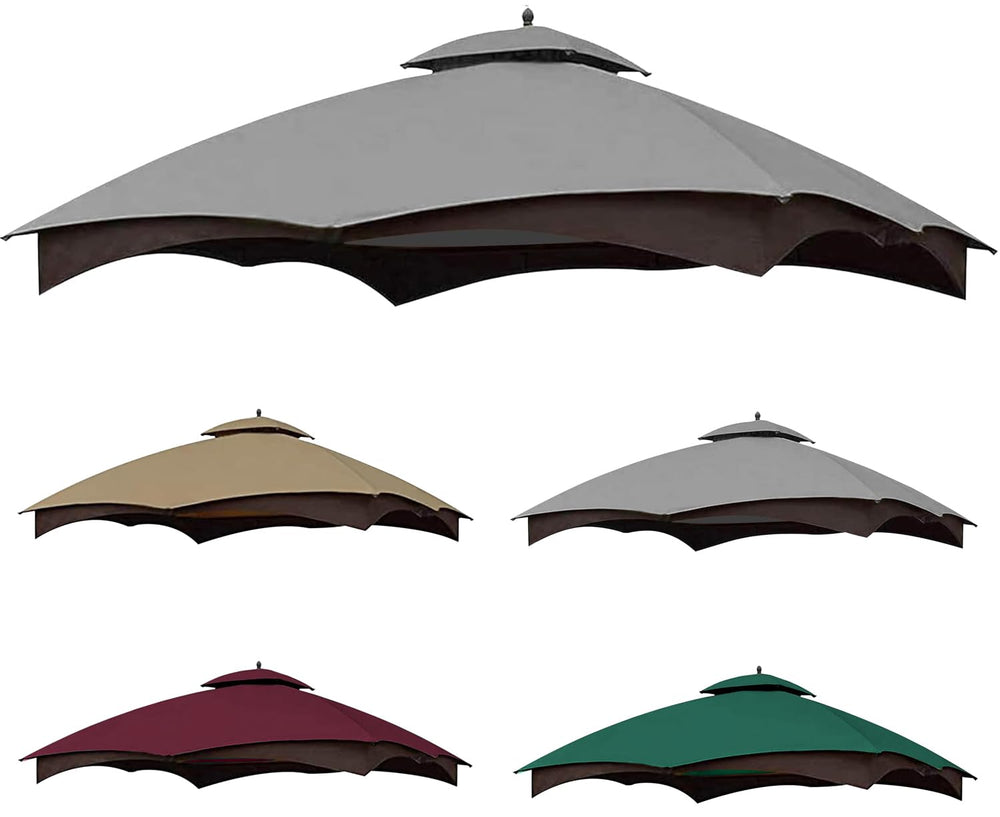 SCOCANOPY front view of grey replacement top showing neat fit and restored gazebo look