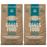 Scotts O.M. Scott front packaging showing natural grass food benefits