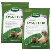 Scotts natural lawn food front packaging showing product and benefit of thicker lawn