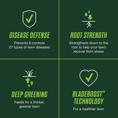 Scotts label close-up highlighting disease coverage and instructions
