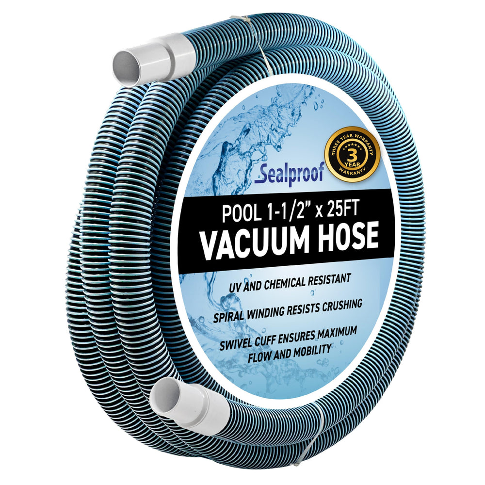 Sealproof front view of 25ft hose showing length and durable build for reliable cleaning