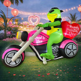 SEASONBLOW front view of frog on motorcycle showing full 7 ft height and heart decoration