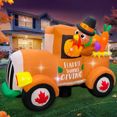 SEASONBLOW front view of inflatable turkey car showing festive design and impact