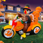SEASONBLOW front view of turkey on motorcycle showing festive design and curb appeal