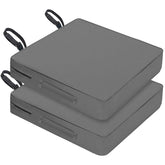 SECLATO front view of two dark grey cushions showing clean lines and color