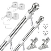 SEEKNEW front view of assembled 6 ft silver flag pole showing clean finish and length