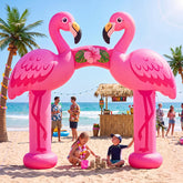 Seenelling flamingo arch front view showing bold magenta entrance and festive appeal
