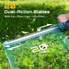 SEESII close-up of 20-inch dual-action blades highlighting cleaner cuts