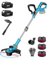 SEESII front view of trimmer showing compact body and 13-inch cutting path benefit