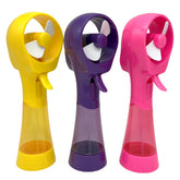 SEITG misting fan front view showing three colorful fans and travel-ready design