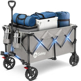 Sekey front view of gray wagon showing sturdy frame and large cargo area