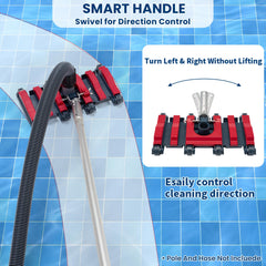 Sepetrel vacuum head in use on pool floor demonstrating steady suction and debris removal