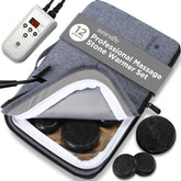 SereneLife front packaging showing complete basalt stone set and warmer for easy storage